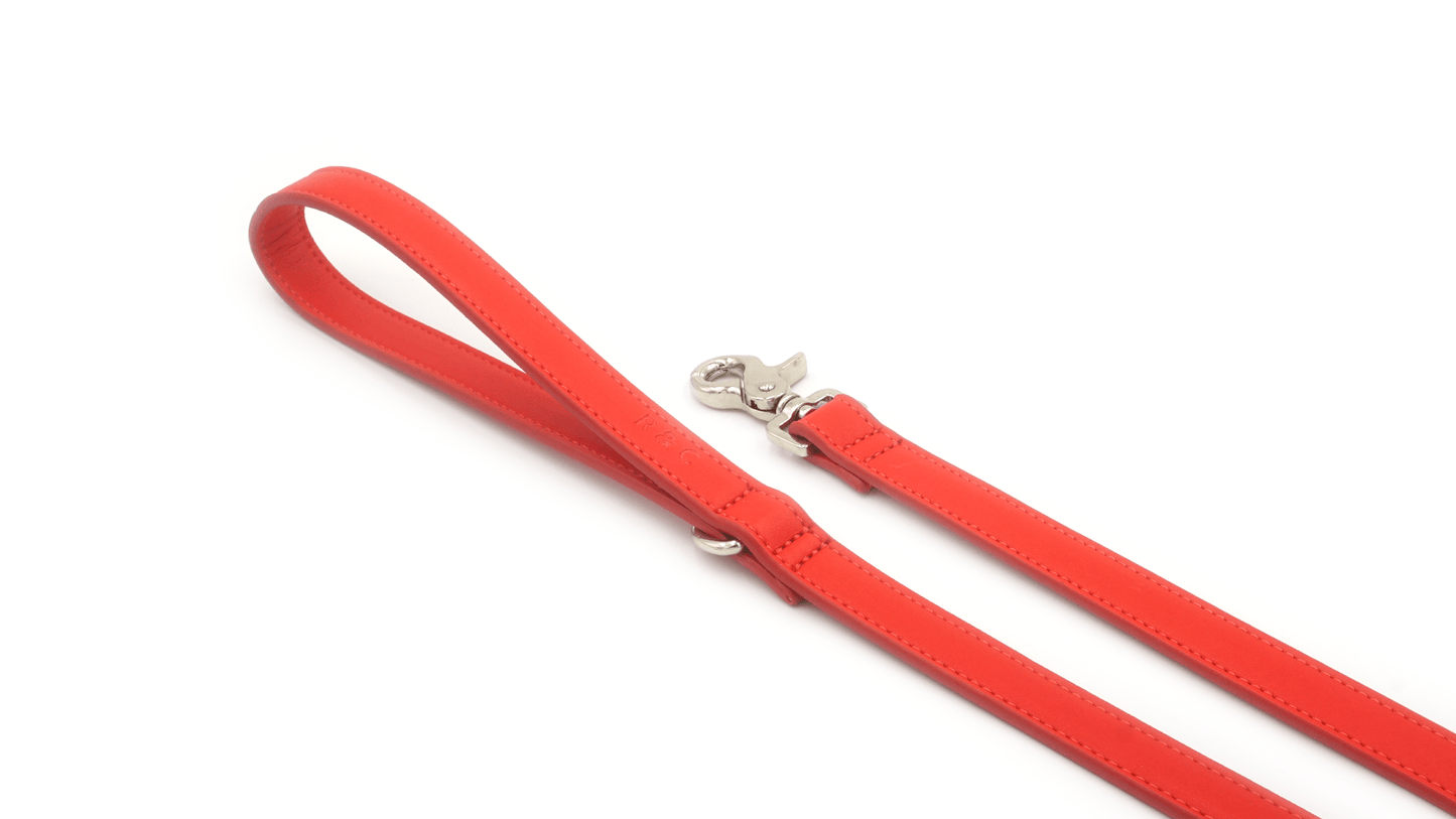 Red Leather Dog Lead