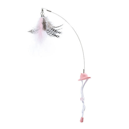 Head-Mounted Feather Cat Teaser — Hands-Free Interactive Toy