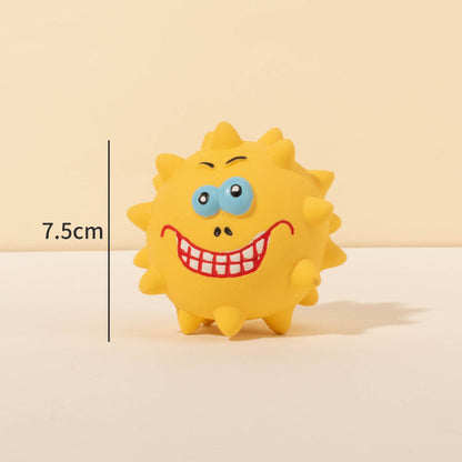 Natural Latex Squeaky Face Dog Ball — Teeth Cleaning & Fetch