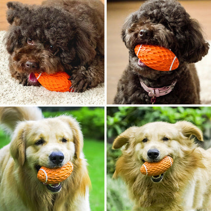 Squeaky Rubber Rugby Dog Toy — Bite-Resistant & Boredom-Busting