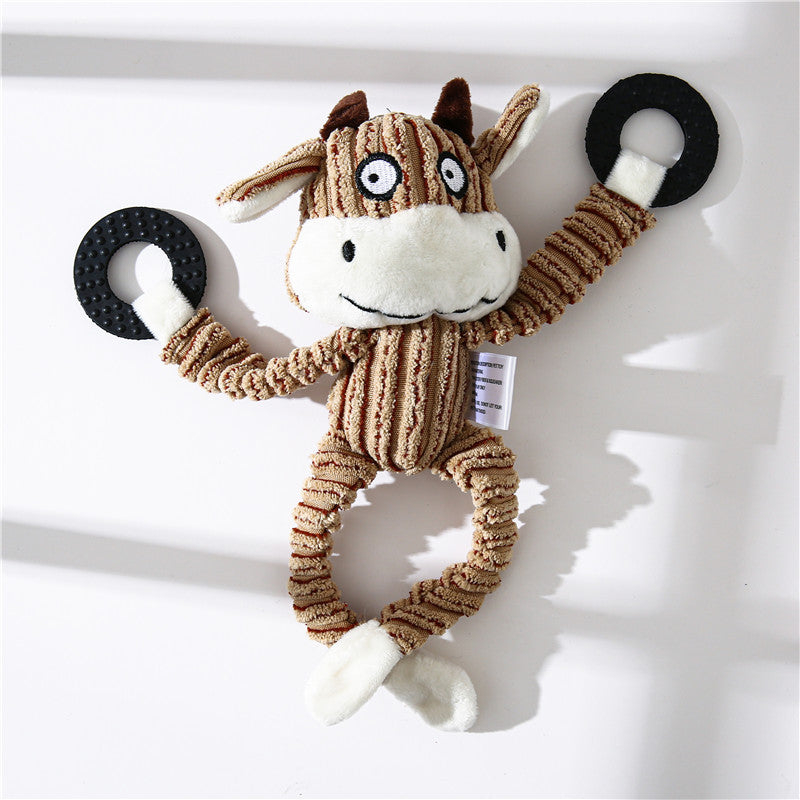 Donkey Plush Squeaky Dog Toy — Corduroy Chew & Cuddle Toy