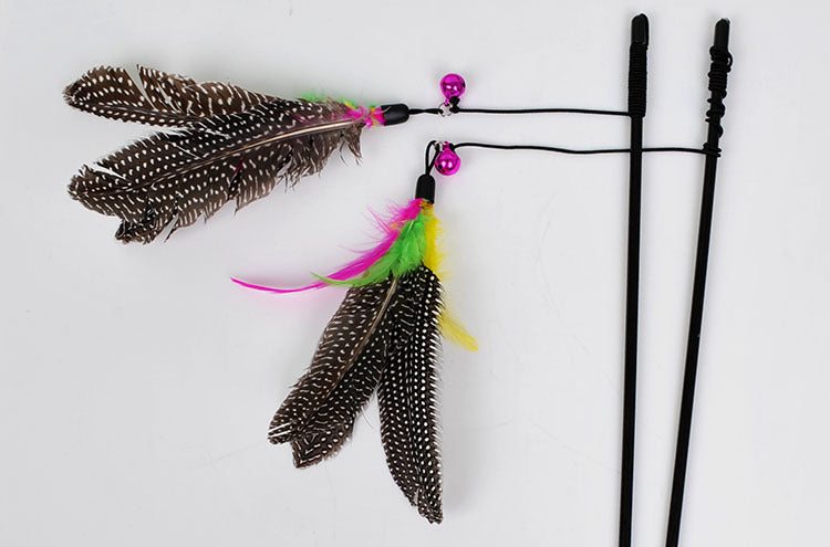 Feather Wand Cat Teaser Toy with Bell — Pearl Bird Style