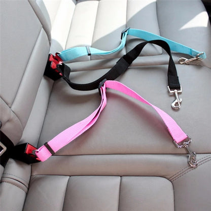Adjustable Pet Car Seat Belt Harness & Lead Clip