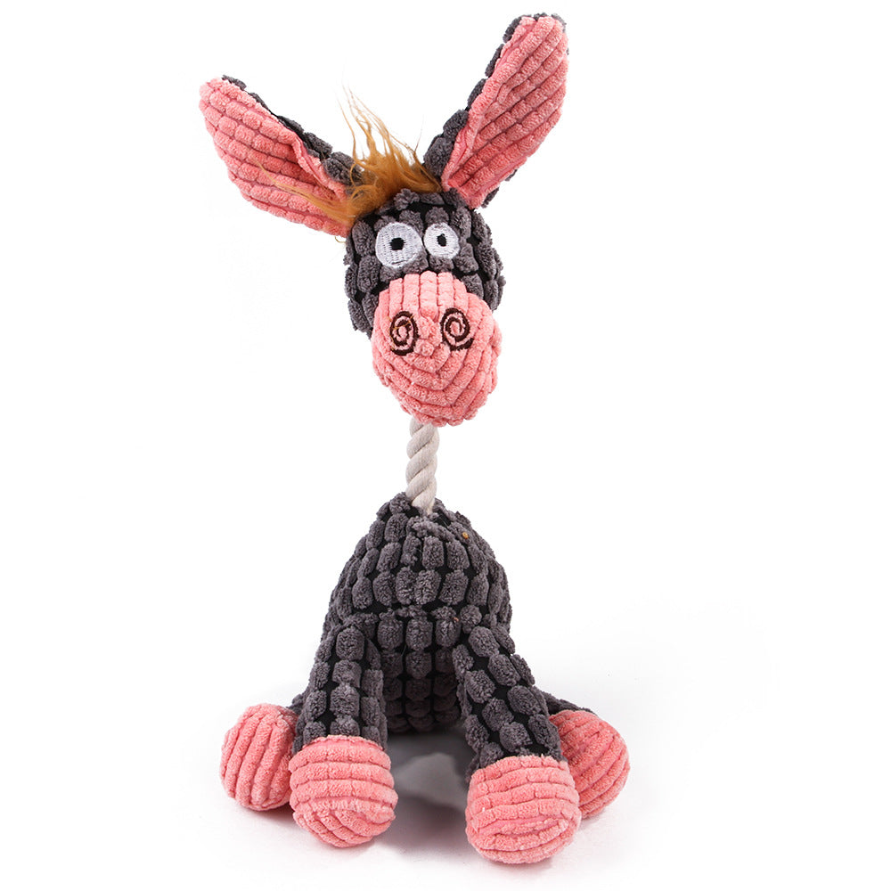 Donkey Plush Squeaky Dog Toy — Corduroy Chew & Cuddle Toy