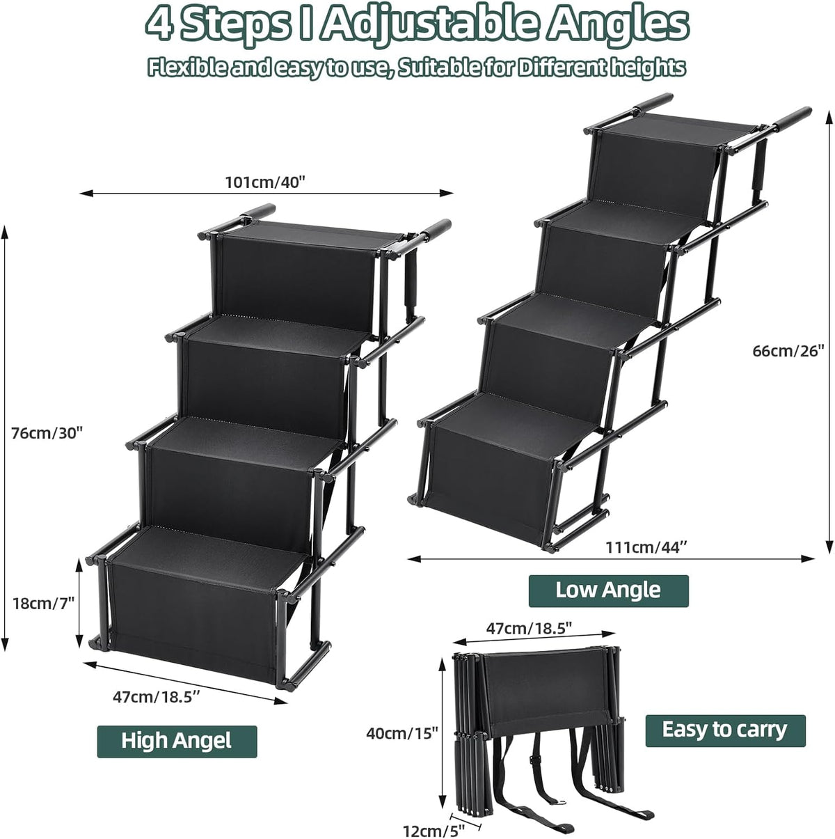 Fellie Foldable Dog Ramp with Non-Slip Surface & Adjustable Angle - Supports up to 80kg
