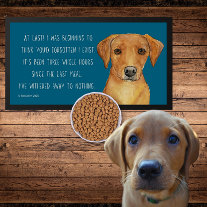 Starving Since Breakfast Pet Bowl Mat – Fox Red Labrador