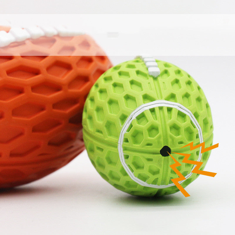 Squeaky Rubber Rugby Dog Toy — Bite-Resistant & Boredom-Busting