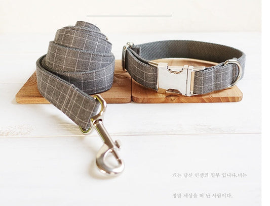 Red Plaid Polyester Pet Collar