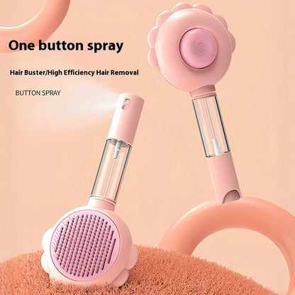 Self-Cleaning Spray Grooming Brush — 2-in-1 Comb & Deshedder