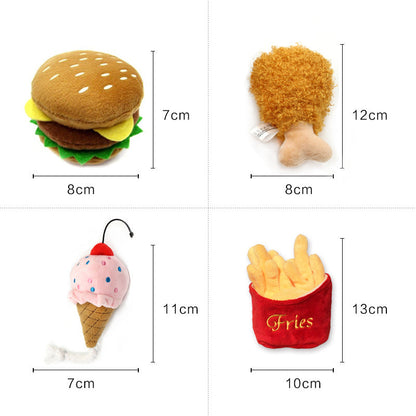 Squeaky Food-Shaped Cat & Dog Toy — French Fries, Burger & More