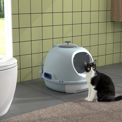 Cat Litter Box Pet Toilet With Scoop Enclosed Drawer Skylight Easy To Clean