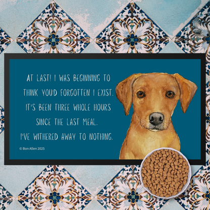 Starving Since Breakfast Pet Bowl Mat – Fox Red Labrador