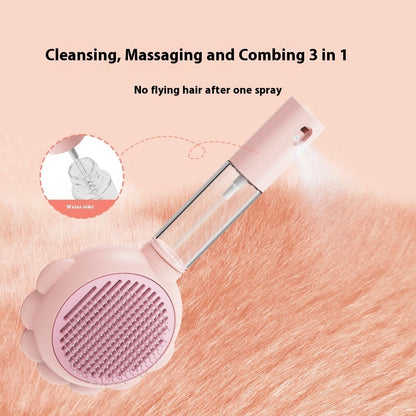 Self-Cleaning Spray Grooming Brush — 2-in-1 Comb & Deshedder