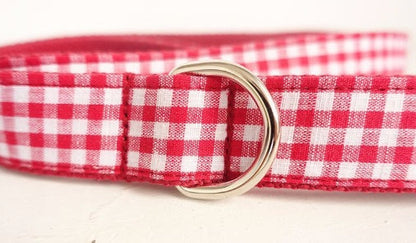 Red Plaid Polyester Pet Collar