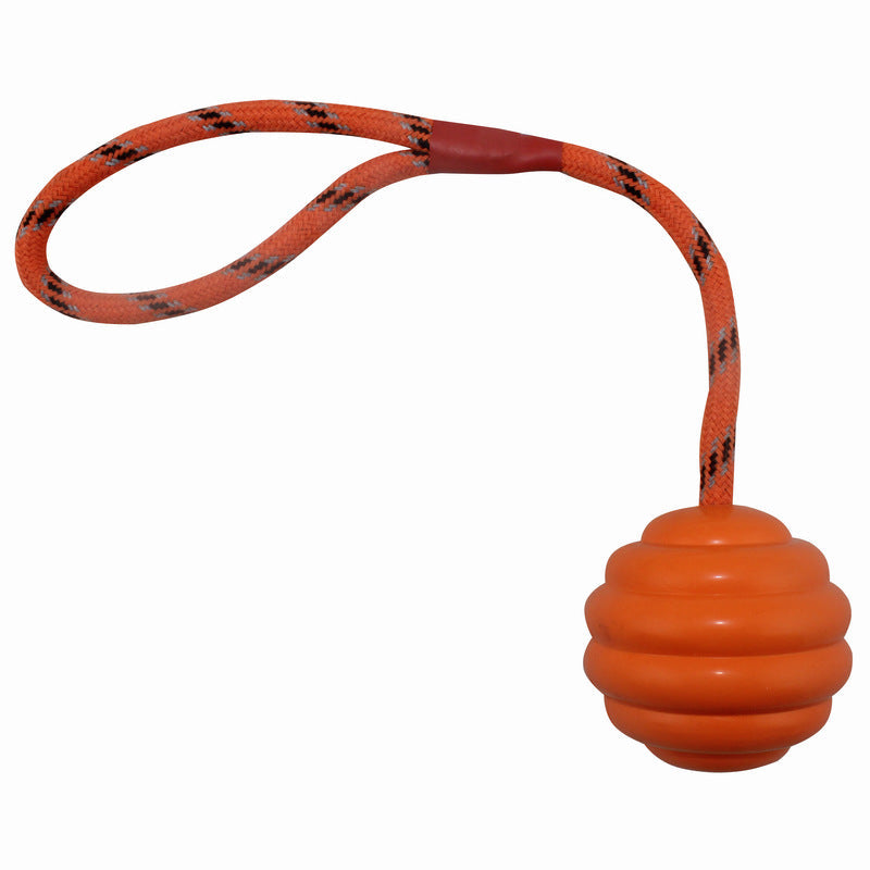 Rubber Ball Rope Knot Molar Dog Toy — Interactive Chew & Fetch