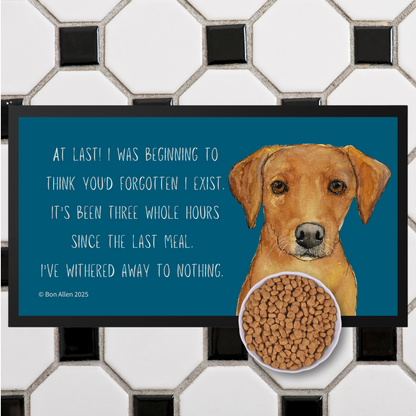 Starving Since Breakfast Pet Bowl Mat – Fox Red Labrador