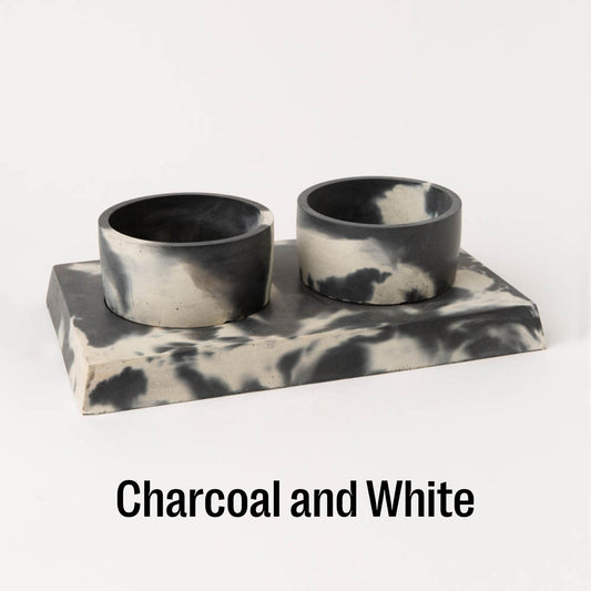 Concrete Pet Bowl Set by Smith & Goat (Charcoal & White)