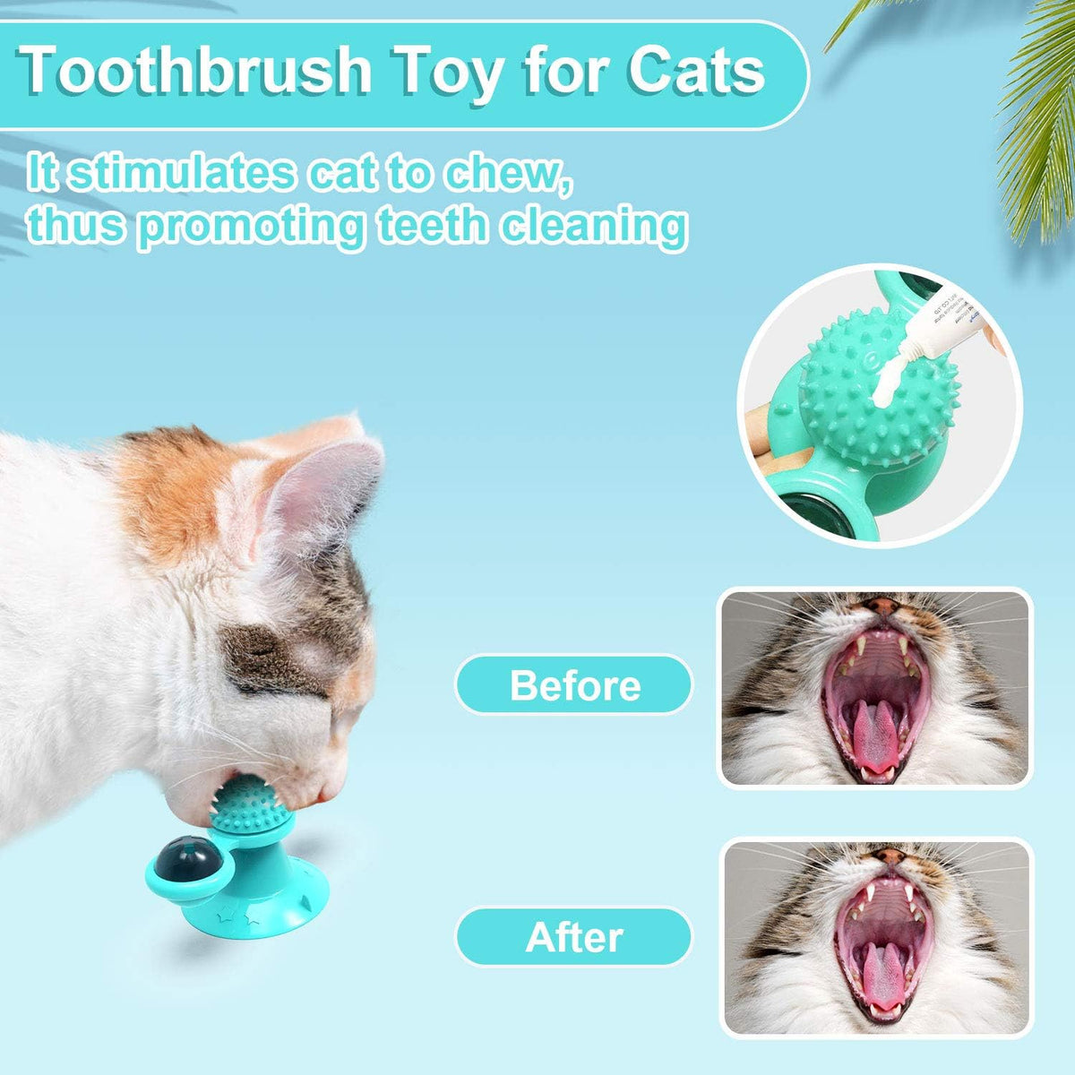 Catnip Windmill Suction Toy with LED Ball