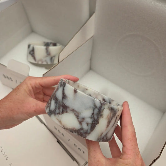 Calacatta Viola Marble Dog Bowl