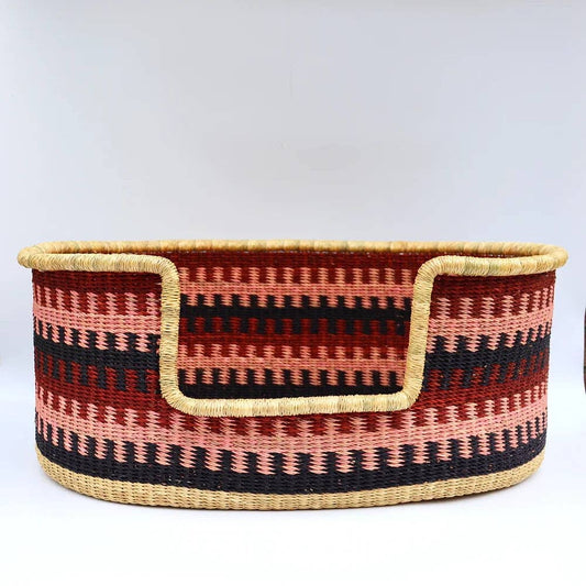 Pink, Burgundy, Navy, Woven Pet Basket
