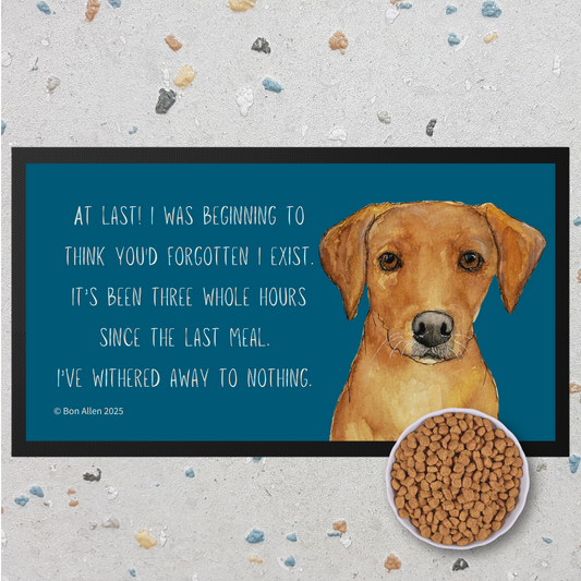 Starving Since Breakfast Pet Bowl Mat – Fox Red Labrador