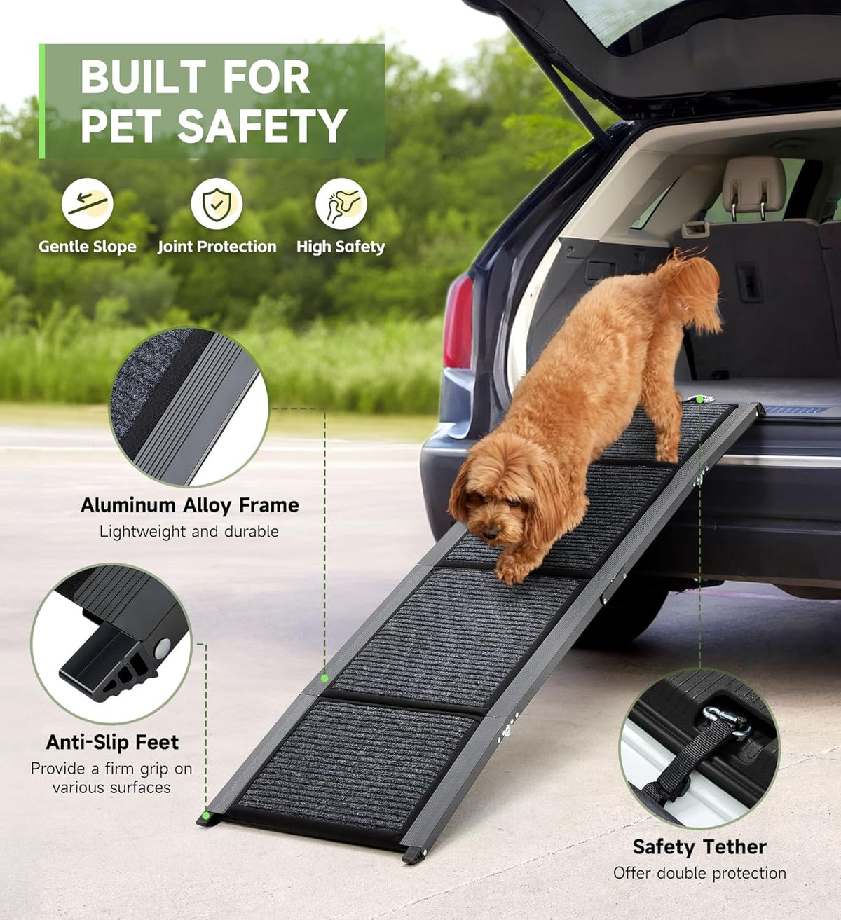 Fellie 170cm Foldable Dog Ramp with Non-Slip Surface - Supports up to 113kg