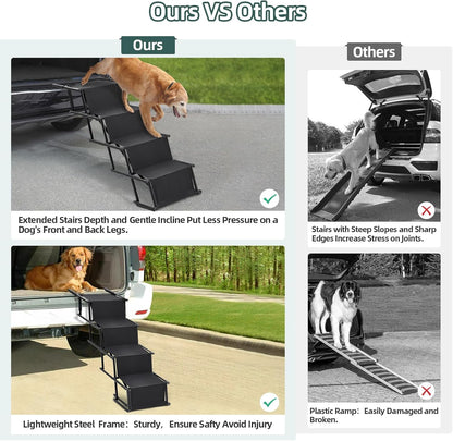 Fellie Foldable Dog Ramp with Non-Slip Surface & Adjustable Angle - Supports up to 80kg