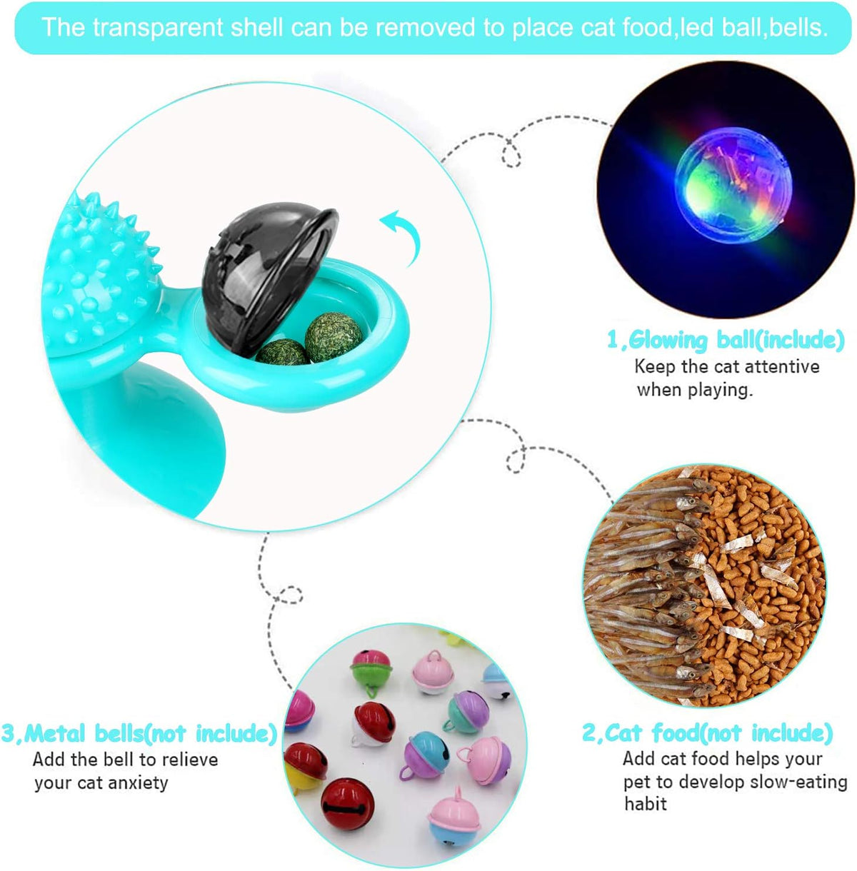 Catnip Windmill Suction Toy with LED Ball
