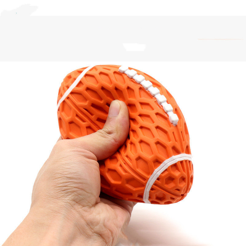 Squeaky Rubber Rugby Dog Toy — Bite-Resistant & Boredom-Busting