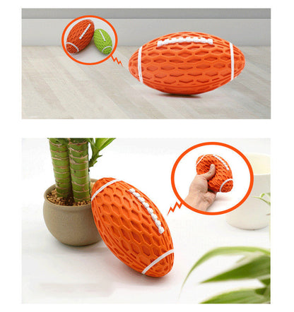 Squeaky Rubber Rugby Dog Toy — Bite-Resistant & Boredom-Busting