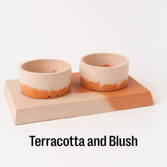 Concrete Pet Bowl Set by Smith & Goat (Terracotta & Blush)