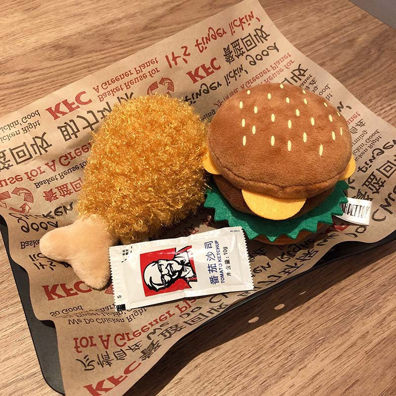 Squeaky Food-Shaped Cat & Dog Toy — French Fries, Burger & More