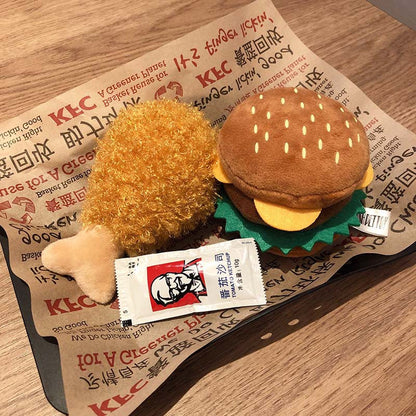 Squeaky Food-Shaped Cat & Dog Toy — French Fries, Burger & More