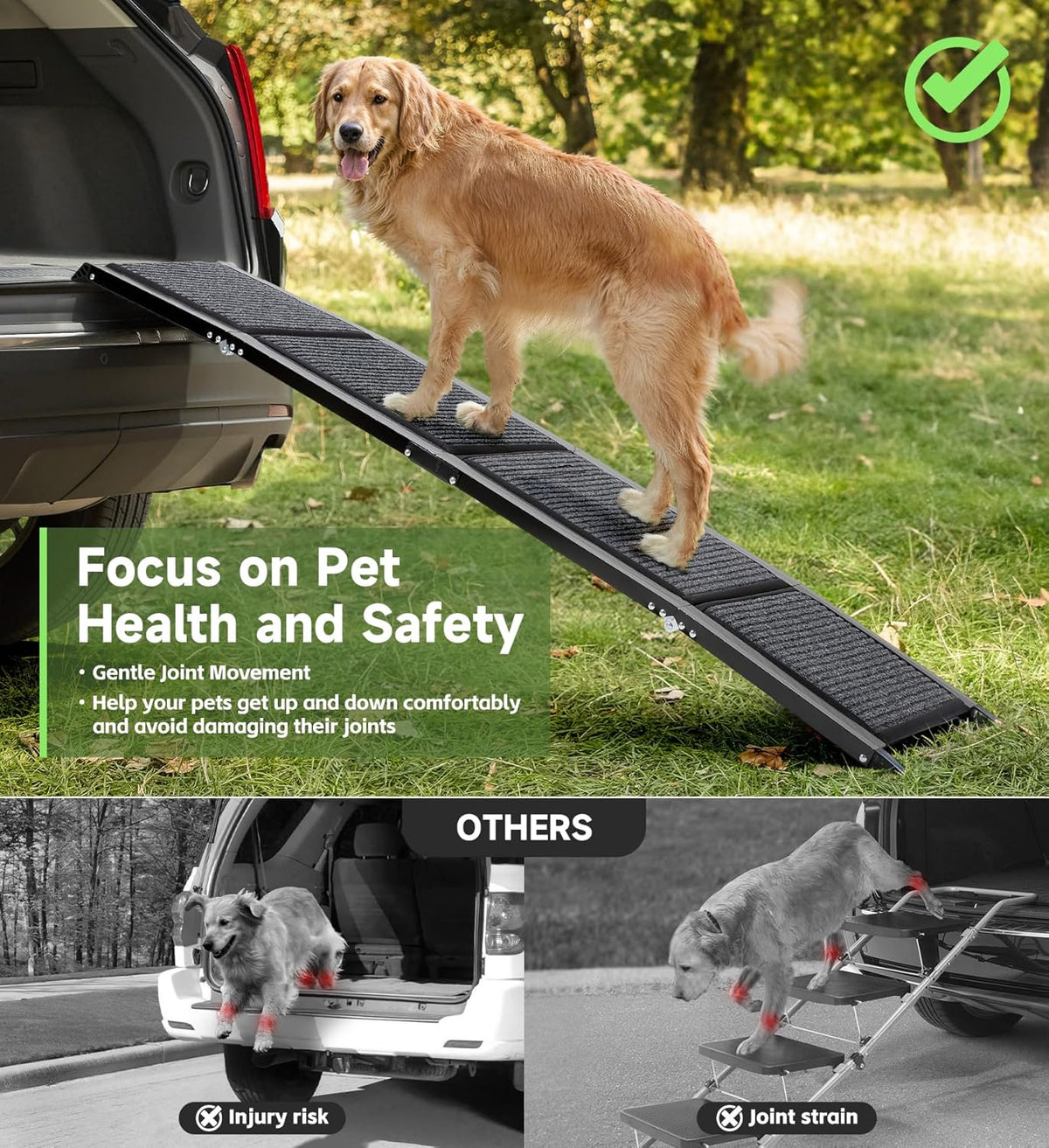 Fellie 170cm Foldable Dog Ramp with Non-Slip Surface - Supports up to 113kg