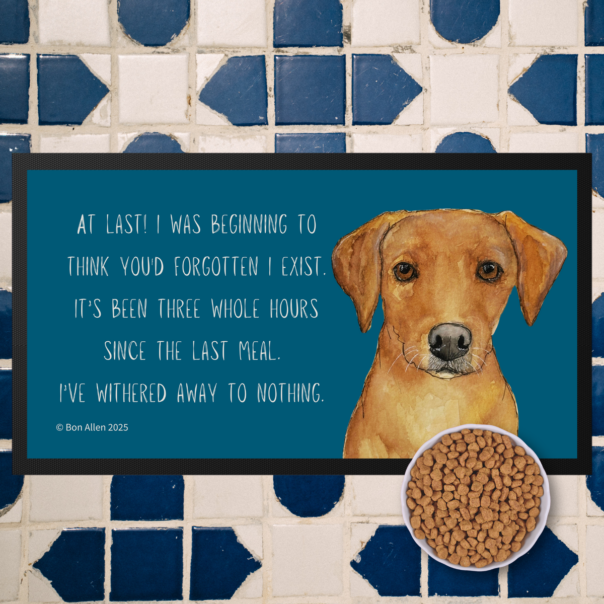 Starving Since Breakfast Pet Bowl Mat – Fox Red Labrador