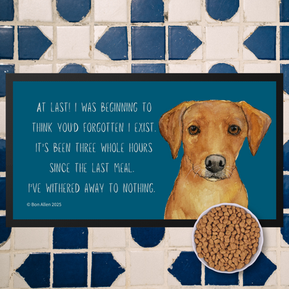 Starving Since Breakfast Pet Bowl Mat – Fox Red Labrador