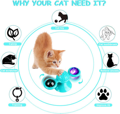 Catnip Windmill Suction Toy with LED Ball