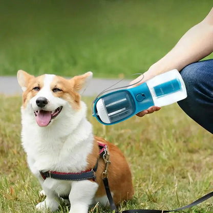 3-in-1 Pet Travel Cup — Water, Food & Waste Bag Dispenser