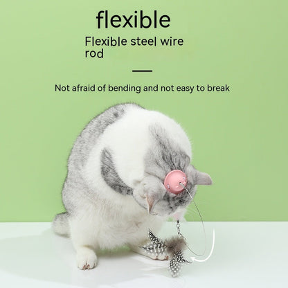 Head-Mounted Feather Cat Teaser — Hands-Free Interactive Toy