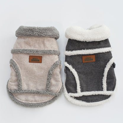 Thick Velvet Winter Dog Jacket — Warm Coat for Small Dogs & Cats