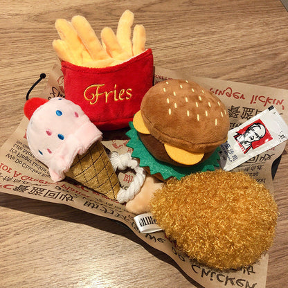Squeaky Food-Shaped Cat & Dog Toy — French Fries, Burger & More