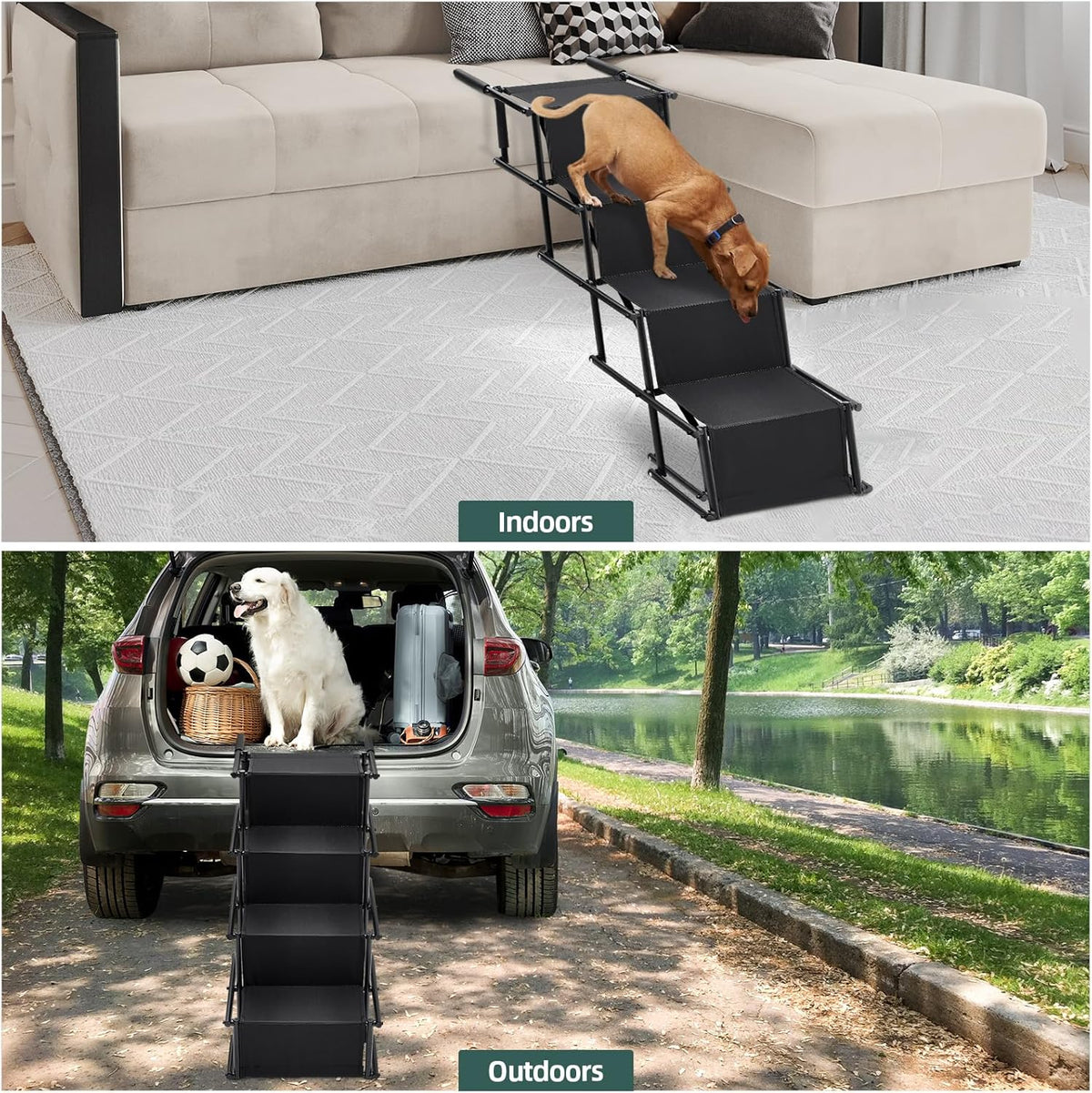 Fellie Foldable Dog Ramp with Non-Slip Surface & Adjustable Angle - Supports up to 80kg