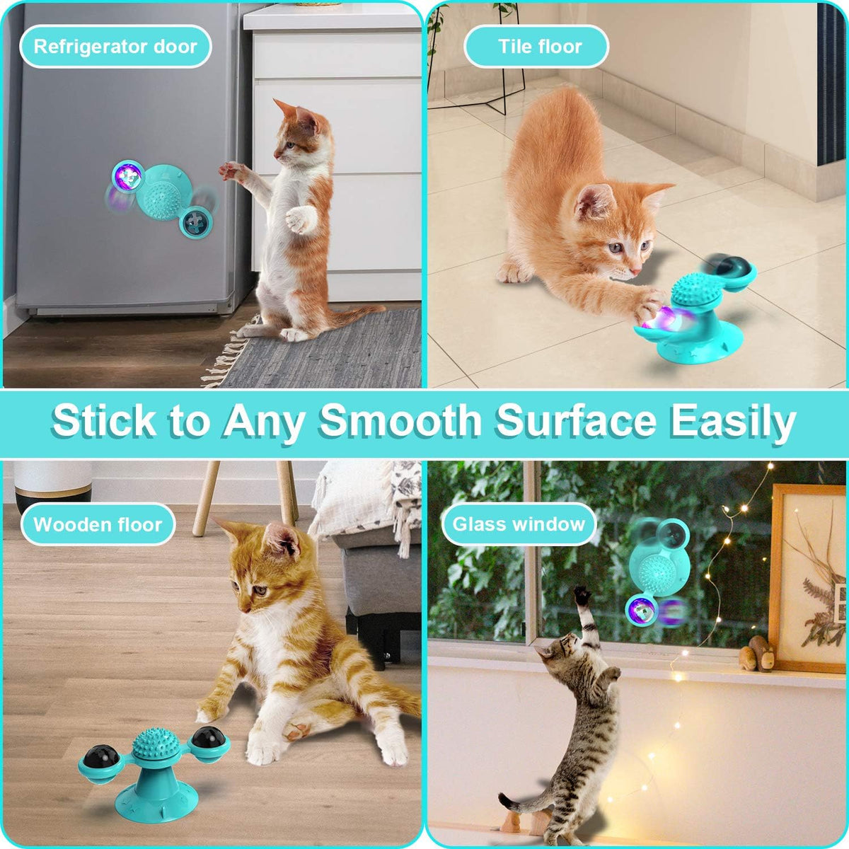 Catnip Windmill Suction Toy with LED Ball