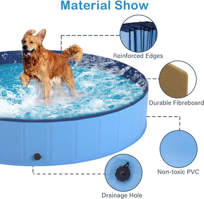 Foldable Dog Paddling Pool & Pet Bath Tub - Indoor & Outdoor