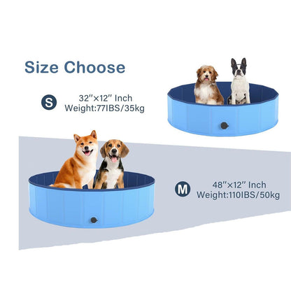 Foldable Dog Paddling Pool & Pet Bath Tub - Indoor & Outdoor