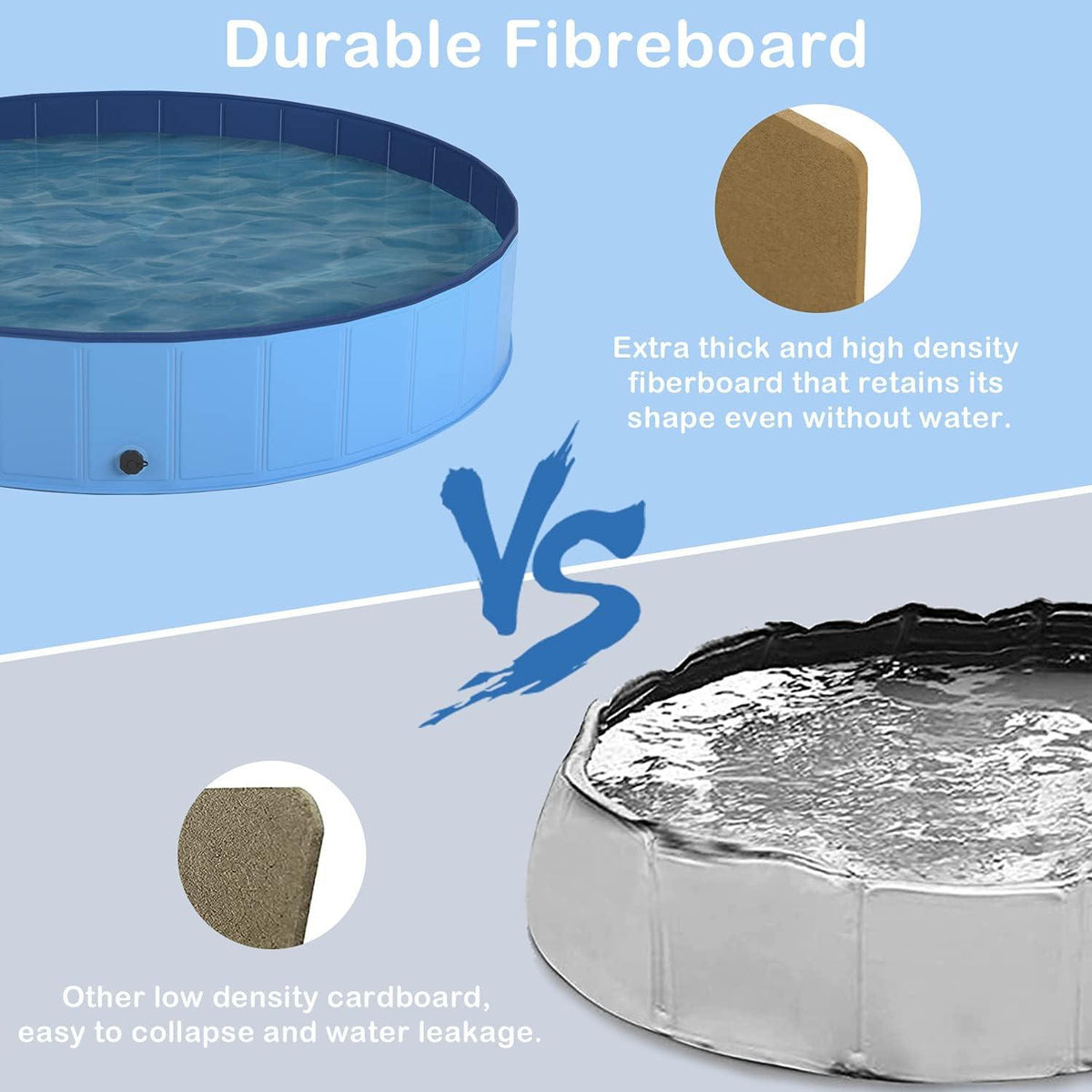 Foldable Dog Paddling Pool & Pet Bath Tub - Indoor & Outdoor