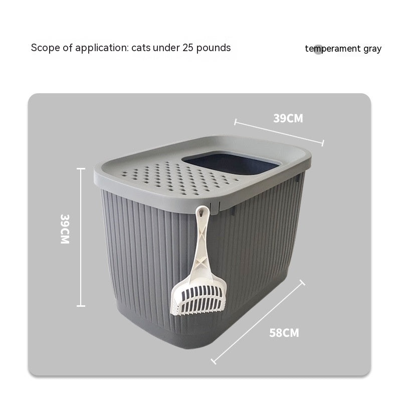 Fully Enclosed Top-Entry Cat Litter Box - Oversized
