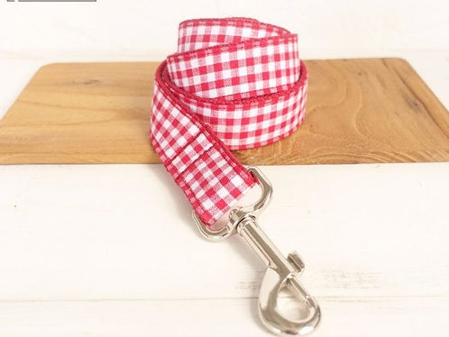 Red Plaid Polyester Pet Collar