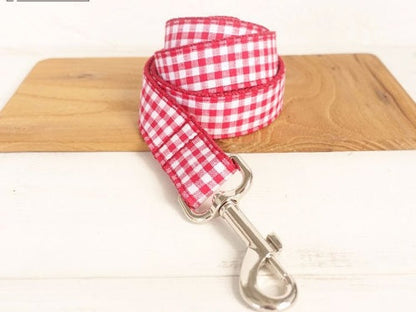 Red Plaid Polyester Pet Collar