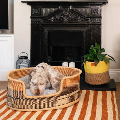 Pink, Burgundy, Navy, Woven Pet Basket